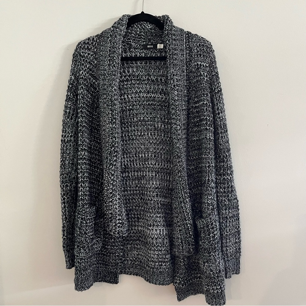 BDG Chunky Knit Cardigan Sweater | Black & White